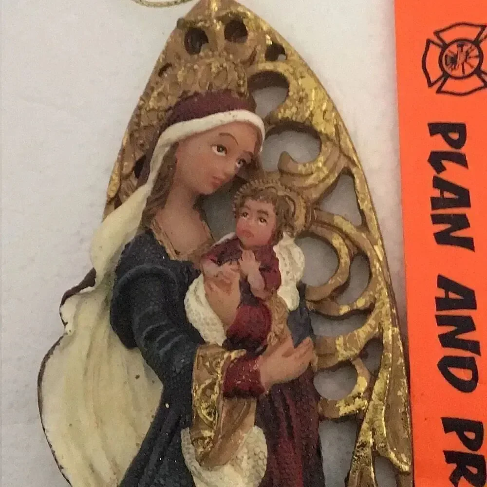 Vintage Mary and baby Jesus Christmas ornament